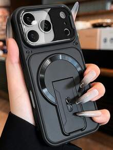 Casing Ponsel Mewah dengan Stand Magnetik dan Pelindung Kamera, Kompatibel dengan iPhone 17 Pro Max 17 Pro 17 16 Pro Max 16 Pro 16 15 Pro Max 15 Pro 15 14 Pro Max 14 Pro 14 13 Pro Max 13 Pro 13 12 Pro Max 12 Pro 12 11, Mendukung Pengisian Daya Nirkabel, Penutup Belakang Tahan Guncangan - Hitam - View 2