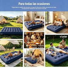 Inflatable Double Camping Mattress Bed For 2 People With Pillows - Blue - View 12