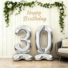 2pcs Silver Extra Large 126.68cm/42inch Number Balloons (18/20/30/50) Number Balloon Set, Giant Large Size Number Foil Balloons, Suitable For First Birthday, Birthday, Anniversary, Anniversary Party Decoration, Anniversary Celebration Event Decoration, - 20 - View 6
