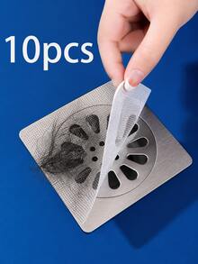 30 piezas/10 piezas/4 piezas Pegatinas autoadhesivas desechables para filtro de desagüe de baño y ducha, atrapacabello, evita la obstrucción por cabello, bloquea insectos y olores, almohadillas de filtro de desagüe fáciles de usar - A - Ver 9