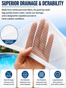 Suction Cup Hanging Mesh Pool Storage Bag, Off-The-Ground Hanging Storage For Pool Noodles, Floats, Buoys And Water Toys, Quick-Drying Breathable Mesh Pouch Swimming Storage Bag, Essential For Back To School Dorm Swimming Class, Suitable For Home Pool, Beach, Camping, Summer Swimming Enthusiasts And Family - Multicolor - View 7