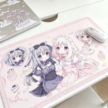 Leather Desk Pad Protector Full Screen Polka Dots Strawberry Cake Sexy Girl Sweet Pink Japanese Amine Y2K Kawaii Mouse Pad Office Desk Mat Waterproof Non-Slip PU Desk Blotter Pad - View 3