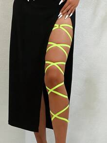 Women's Sexy Elastic Leg Chain Strap, Criss-Cross Thigh Band With O-Ring Adjustable Tie Body Jewelry, Fashionable Leg Decoration For Carnival Costume, Halloween Cosplay, Nightclub, Beach, Date And Party Gift - Multicolor - View 8