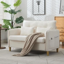 Sofa Beige Made Of Wood For Living Room - 米色 2 人座 - 查看 11