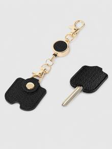 Women's Retractable Key Chain, Faux Leather Extendable Key Chain (11.81 Inches Extension), With Gold Metal Buckle, Cute Portable Anti-Loss Key Ring, Suitable For ID Badge And Car Keys, 4 Colors Available - Multicolor - View 9