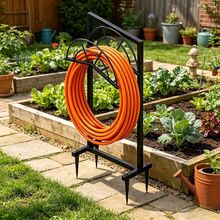 Heavy Duty Freestanding Garden Hose Holder, Detachable Metal Water Hose Storage Rack, Large Capacity Hose Stand Holds Up To 150 FT Standard Garden Hose, Stable Outdoor Pipe Organizer For Yard Patio Lawn Backyard - Upgrade 4-prong Water Hose Stand - View 2