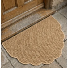 1 pieza Felpudo de borde ondulado semicircular duradero, marrón cálido, diseño sin patrón, elegante y discreto, felpudo de bienvenida, felpudo para exteriores, alfombra de cocina, decoración del hogar, felpudo para la puerta principal, alfombra para exteriores, decoración del hogar, alfombra de área, alfombra de jardín, alfombra lavable - Camel - Ver 8