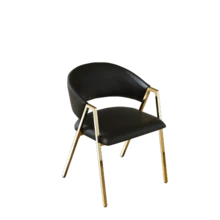 Set Of 2 Dining Chairs In Black PU Leather, Luxurious Gold Metal Frame, Modern Minimalist Chair With Backrest, Suitable For Dining Room & Living Room - Black - View 10