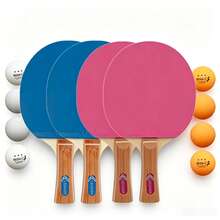 1 Set Table Tennis Racket Set (Includes Table Tennis Balls), 4 Long Handle Rackets, Training And Leisure Racket Combination, Suitable For Indoor Or Outdoor Table Tennis Rackets And Accessories - Multicolor - View 15