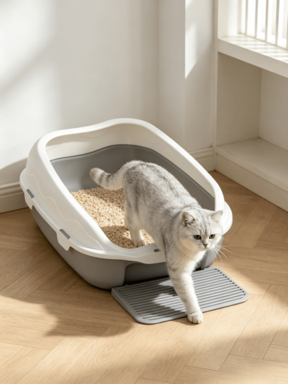 1 buc. litieră pentru pisici tip deschis, anti-urmărire, cu design detașabil, strat antiaderent, include scoop pentru litieră, potrivită pentru uz casnic interior, pentru pisici de toate mărimile și rase