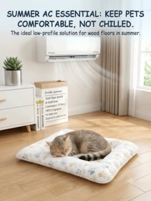 1pc Milk White Paw Print Coral Fleece Thick Warm Pet Mat, Suitable For Small To Medium Cats And Dogs, 4-Season Use - White - View 4