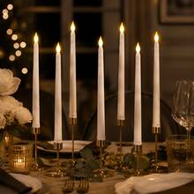 5/6/11 Flameless LED Pointed Candles, Realistic 3D Flame Battery Operated Candles With Warm Light, Flickering Electric Candles, Suitable For Christmas, Halloween, Valentine's Day, Thanksgiving, Wedding, Home, Table, Church, Party Decoration (Batteries Not Included) - Pointed Long Rod Wax - View 1