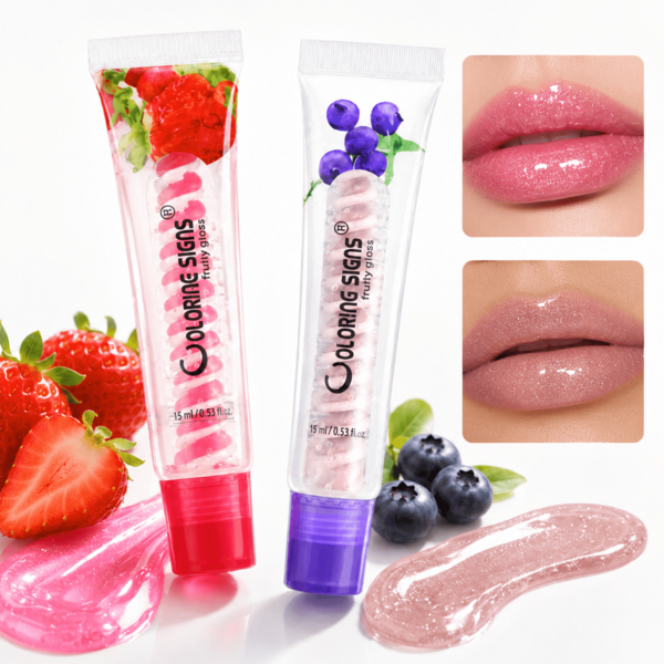2pcs Double Color Swirl Sparkling Lip Gloss Fruit Fragrance Shiny Glossy Lip Oil Hydrate Dry Lips Create Plump Jelly Lips Daily Lip