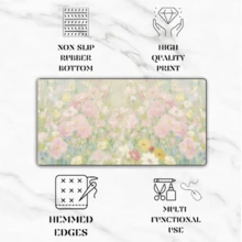 1PC Watercolor Wildflower Extended Mouse Pad, Soft Pastel Mixed Floral Field Desk Mat, Waterproof Non-Slip Stitched Keyboard Pad For Girls Study Room Desktop Decoration - Cartoon Flowers - View 5