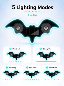 GLANBERT Solar Powered Bat LED Car Light, Wireless RGB Visor Atmosphere Lamp | 100% Solar Powered Bat-Shaped LED Car Lamp. Wireless RGB Ambient Light With Dual Smart Motion Light Sensors & Suction Cup.Festival Decorative Lights - Solar Power + USB Power - View 9