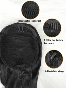 Ponytail Hair Extensions Drawstring Long Straight Fake Ponytail Natural Soft Clip-In Hair Extensions Synthetic Heat Resistant Wig 32 Inch 165g Black - Black - View 3