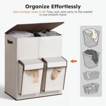 1pc 180L 4-Compartment Laundry Basket With Lid, Foldable Storage Organizer, Suitable For Delicate Clothes, Socks, Underwear, Double-Layer Extra Large Capacity Dirty Clothes Sorting Bin, For Bedroom, Bathroom, Home Storage - Multicolor - View 6