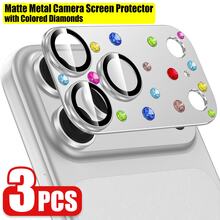 CASECOPS 3件組 閃亮水鑽相機鏡頭保護貼 適用 17 Pro Max/17 Pro，4色可選，全覆蓋相機蓋，可愛鑽飾鏡頭保護蓋，防震防刮 9H 鋼化玻璃，AR 清晰拍照品質，防水，相容手機殼 - 3片彩鑽鎧甲 - 查看 13