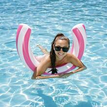 PVC Inflatable Ring Swim Float Water Lounger Curved Pool Float Mat - Multicolor - View 2