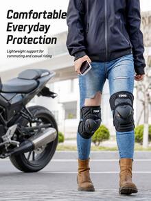 防風防撞單車護具套裝，摩托車膝蓋與肘部護墊，輕量運動防摔安全裝備，適合日常騎行 - A - 查看 4