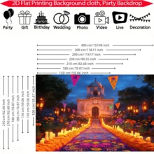1pc Halloween Backdrop, Day Of The Dead Church Night, Wall Decoration Banner, Suitable For Living Room, Party Venue, Youth Room, Yard Decoration, Suitable For Halloween Party, Day Of The Dead Gathering - A - View 2