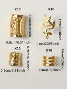40件套编织发饰套装，包含金色发圈、可调节发珠，适用于辫子、脏辫，适合女性和女孩，包含发夹、发卡等头饰。 - 金色 - 查看 7