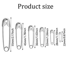 1 Set Box Of 250 Heavy Duty Safety Pins, 6 Different Sizes, Black & Silver Mixed, For Clothing And Garments - Multicolor - View 3
