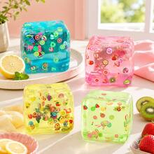4pcs Random Color Children's Educational Color Recognition Transparent Cube Ornaments, Colorful Fruit Pattern Soft Squeeze Toys, Fun Sensory Training Gadgets, Soft Plush Toys, Birthday Party Reward Gifts - Multicolor - View 8