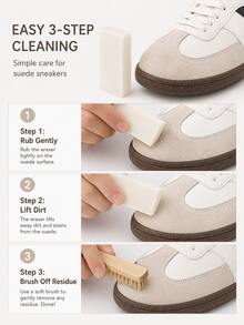 4 Pcs Shoe Cleaning Eraser, Suede Nubuck Leather Sneaker Stain Remover, Portable Dry Cleaning Tool For Travel Home Use - White - View 6