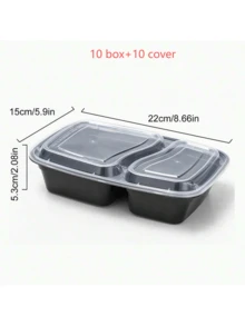 50/20/10/1 Pack Reusable 2-Compartment Meal Prep Containers With Lids, Durable Leak-Proof, Microwave, Freezer, Dishwasher , Portable For On-The-Go, Black - Black - View 11