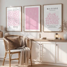 3 piezas de arte de pared decorativo de estilo moderno, conjunto de pintura de pared rosa estilo Matisse y Picasso - Póster de mercado floral abstracto, impresión en lienzo, adecuado para decoración de sala de estar, dormitorio, comedor (sin marco), regalo de cumpleaños, graduación, decoración de cocina, decoración de hotel, decoración de oficina - A - Ver 5