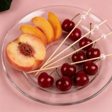 100pcs White Pearl Disposable Fruit Picks, Elegant Cocktail Toothpicks For Wedding Dessert Cake Party Decor - Ginger - View 10