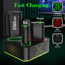 Suitable For The Entire X-B Series Of Handles. 4-In-1 Charging Kit With 4 3360mAh Large-Capacity Batteries. Fast Charging. 5 Hours Of Continuous Play. 15-20 Hours Of RGB Ambiance Lighting. - Black - View 8
