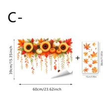 1/3件裝 秋季感恩節可重複使用靜電窗貼 吊掛式向日葵南瓜楓葉花環裝飾 定製豐收禮物 廚房客廳室內窗戶裝飾 - 植物窗貼 - 查看 15