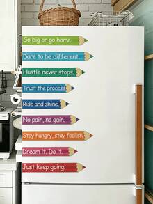 Playful Colorful Pencil Series Removable Wall Stickers, Inspirational Slogans Watercolor Multiple Styles, Self-Adhesive Waterproof PVC Stickers For Study Room, Classroom, Wall, Refrigerator, DIY Home Decor, Back To School Atmosphere - Wall Stickers - View 6