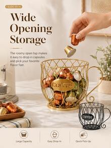 Coffee Capsule Storage Box, Unisex, Wide Mouth Countertop Space-Saving, Elegant Coffee Cup Basket, Can Store Espresso Capsules, Fruit, Suitable For Kitchen Cabinets, Office, Tea Room, Desktop Display, Thanksgiving Christmas Gift - Multicolor - View 4