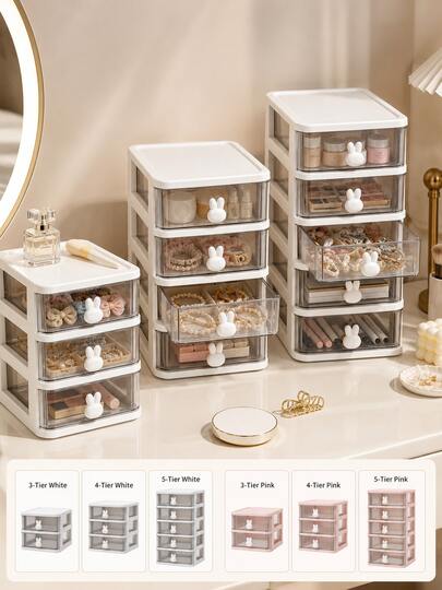 3/4/5 Layer Rabbit Storage Box, Hair Accessory Organizer, Hair Clip Storage Box, Jewelry Box, Cosmetic Organizer, Packaging Jar, Jewelry Storage Bag, Toiletry Bag - Suitable For Student Room, Bathroom And Bedroom; Perfect For Back To School, Autumn Decor, Bathroom Decor And Accessories, Home Essentials, Storage And Organization