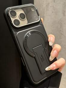 Casing Ponsel Mewah dengan Stand Magnetik dan Pelindung Kamera, Kompatibel dengan iPhone 17 Pro Max 17 Pro 17 16 Pro Max 16 Pro 16 15 Pro Max 15 Pro 15 14 Pro Max 14 Pro 14 13 Pro Max 13 Pro 13 12 Pro Max 12 Pro 12 11, Mendukung Pengisian Daya Nirkabel, Penutup Belakang Tahan Guncangan - Hitam - View 3
