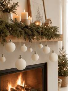 42pcs/Set White Christmas Flocked Balls, Flocked Christmas Decorations, Handmade Flocked Balls, Christmas Tree Decorations, Christmas Tree Balls, Suitable For Wedding Anniversary Celebrations, Snowflake Decorations - White Flocked Christmas Ornament - View 4