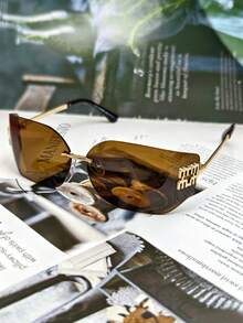 Vintage Rimless Oversized Fashion Glasses For Women, High-End Y2K Style, Cool Glasses - Multicolor - View 3