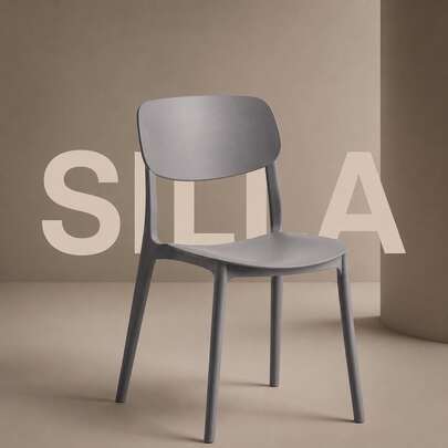 Silla de Comedor Plástica Sin Brazos | Moderna Ergonómica Resistente Diseño Minimalista | Cómoda para Cocina Sala Interior y Exterior | Varios Colores Alta Calidad