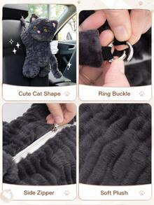 Auto Taschentuchbox Halter Katze, flauschiger hängender Serviettenhalter für Auto Kopfstütze Rücksitz, ästhetischer Tier Taschentuch Organizer, weiches flauschiges Auto Innenraum Zubehör Dekoration für Frauen Männer Autobesitzer, Zuhause Büro Badezimmer - KATZE - Übersicht 11