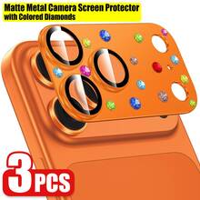 CASECOPS 3件組 閃亮水鑽相機鏡頭保護貼 適用 17 Pro Max/17 Pro，4色可選，全覆蓋相機蓋，可愛鑽飾鏡頭保護蓋，防震防刮 9H 鋼化玻璃，AR 清晰拍照品質，防水，相容手機殼 - 3片彩鑽鎧甲 - 查看 17