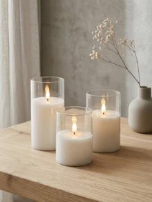 1/2/3pcs LED Flameless Candles With Remote Control And Timer, Suitable For Table Centerpiece Decoration, Wedding, Garden, Holiday Party - Transparent - View 3