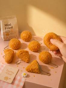 1pc-Mini Fried Food Dumplings Pinch Pendant-Eating And Playing Bread Diy Pendant-Hamburger-Triangle Pizza-Squishy Toy-Fidget Toy-Stitch Toys-Travel Toys-Toys-Games-Halloween-Toys For Adults Women - Multicolor - View 3