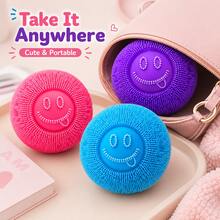 3 Colors Optional Smiling Face Soft Spiky Sensory Ball Toy, Soft Tactile Interactive Small Toy, Children's Hand Sensory Training Toy, Birthday Party Favor, Classroom Reward Gift - Multicolor - View 1