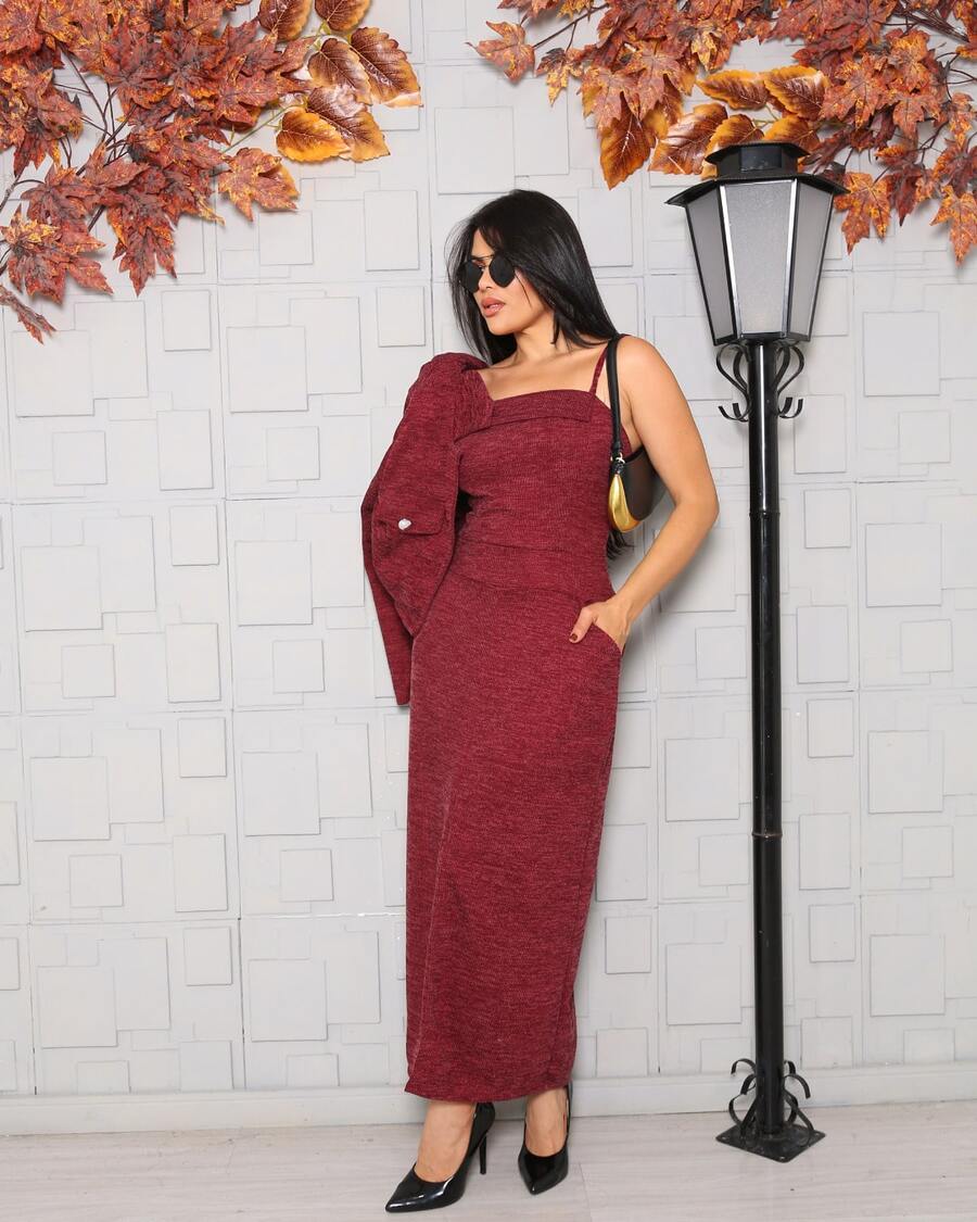 Women Two-Piece Outfits - Burdeos - Ver 1
