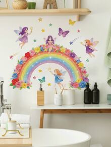 Dreamy Rainbow Series Removable Wall Stickers Panda Sloth Floral Fairy Multiple Styles Waterproof PVC Self-Adhesive Decals For Bedroom Bathroom Kindergarten DIY Princess Nordic Style Cute Home Decor - Wall Stickers - View 10