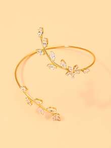 1pc Cubic Zirconia Flower Arm Cuff Women's Fashion Party Accessory - Gold - View 2