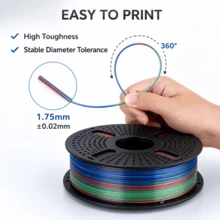 Silk Rainbow PLA+ 3D Printer Filament 1.75mm, 1KG Net Weight Spool, Multi-Color PLA Plus FDM Filament, Glossy Finish, Smooth Feeding, Neatly Wound, Low Warping, Precise Dimension, Helps Reduce Bubbles And Clogs, For Art Models, Prototypes, DIY Decor - View 5